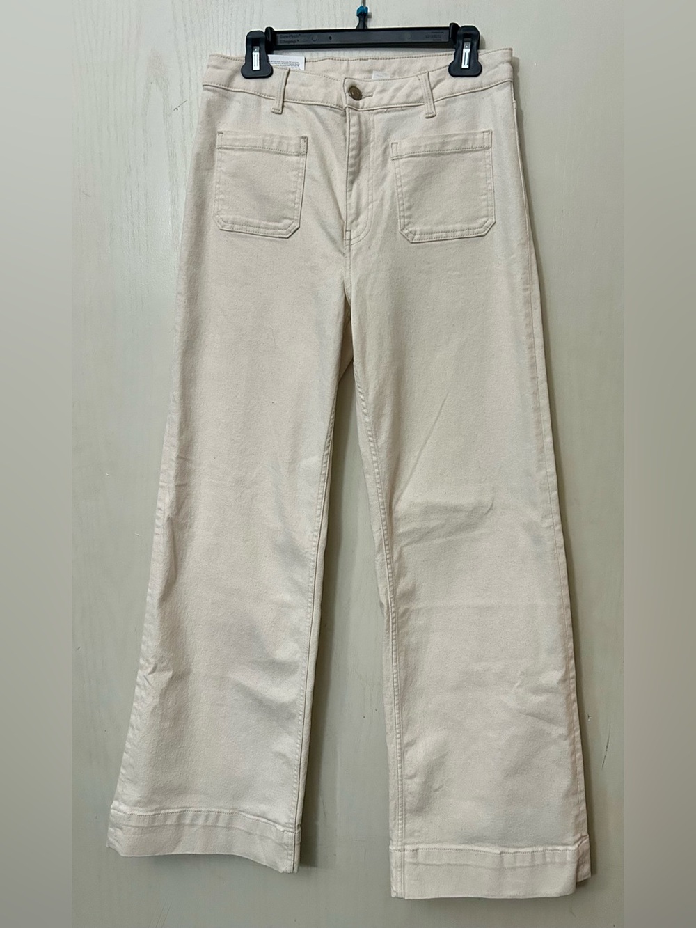 H&M Wide High Waist Cream Ecru Jeans Size 10 NWT Wide Leg